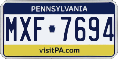 PA license plate MXF7694