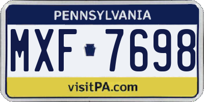 PA license plate MXF7698