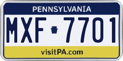 PA license plate MXF7701