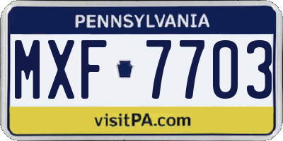 PA license plate MXF7703
