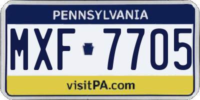 PA license plate MXF7705