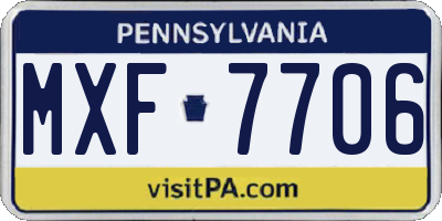 PA license plate MXF7706