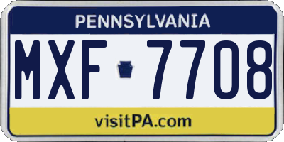 PA license plate MXF7708