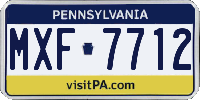 PA license plate MXF7712