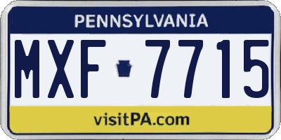 PA license plate MXF7715