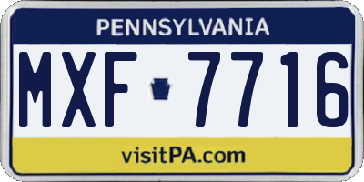PA license plate MXF7716