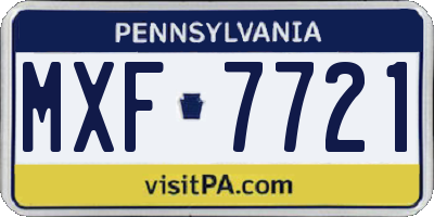 PA license plate MXF7721