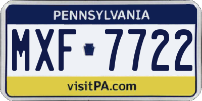 PA license plate MXF7722