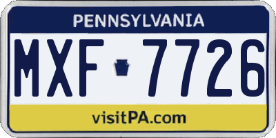 PA license plate MXF7726