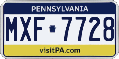 PA license plate MXF7728