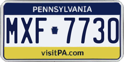 PA license plate MXF7730