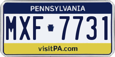 PA license plate MXF7731