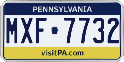 PA license plate MXF7732