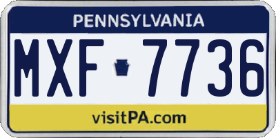 PA license plate MXF7736