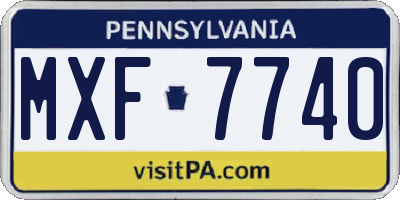 PA license plate MXF7740