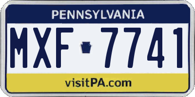 PA license plate MXF7741