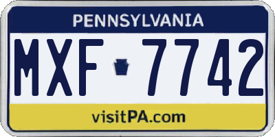 PA license plate MXF7742