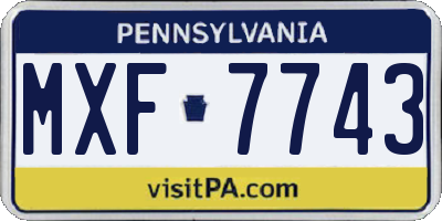 PA license plate MXF7743