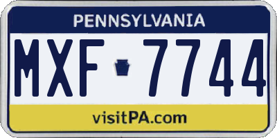PA license plate MXF7744