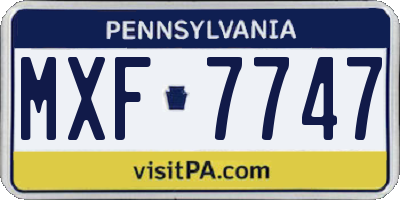 PA license plate MXF7747