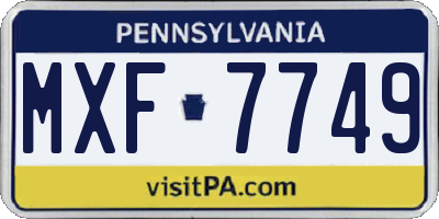 PA license plate MXF7749