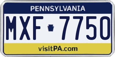 PA license plate MXF7750