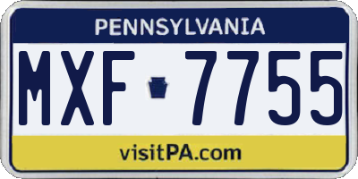 PA license plate MXF7755