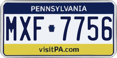 PA license plate MXF7756