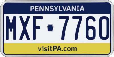 PA license plate MXF7760