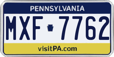 PA license plate MXF7762