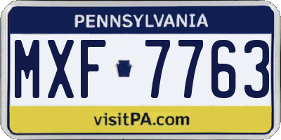 PA license plate MXF7763
