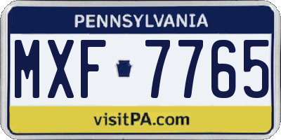PA license plate MXF7765