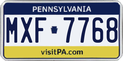 PA license plate MXF7768