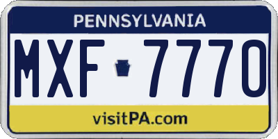 PA license plate MXF7770
