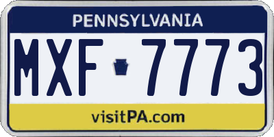 PA license plate MXF7773