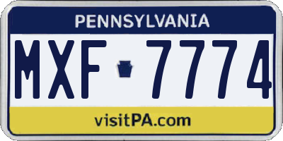 PA license plate MXF7774