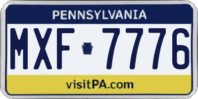 PA license plate MXF7776