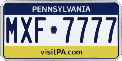 PA license plate MXF7777