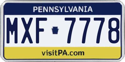 PA license plate MXF7778