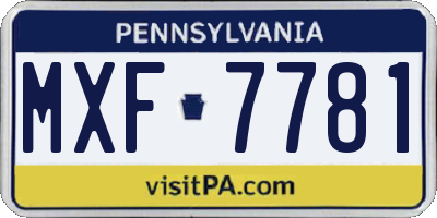PA license plate MXF7781