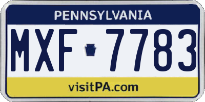 PA license plate MXF7783