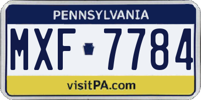 PA license plate MXF7784