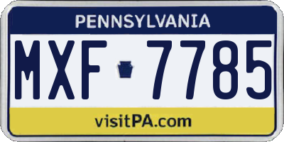 PA license plate MXF7785