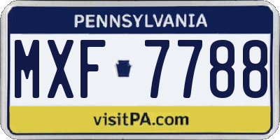 PA license plate MXF7788