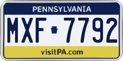 PA license plate MXF7792