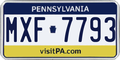 PA license plate MXF7793