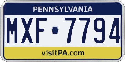 PA license plate MXF7794
