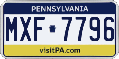 PA license plate MXF7796
