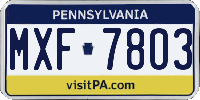 PA license plate MXF7803