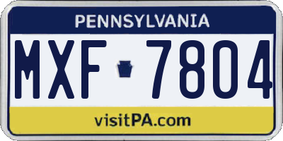 PA license plate MXF7804